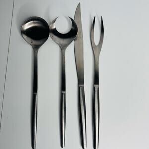 Vintage MCM Kalmar Stainless Steel Fork Spoon Salad & Carving Set Lot of 4 Italy